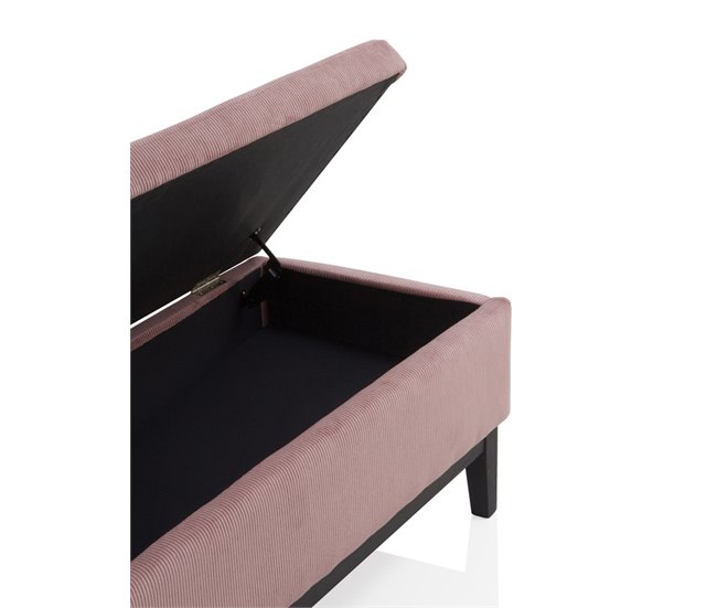 Conforama Taburete Tapizado Rosa Pastel Con Patas De Madera Negras