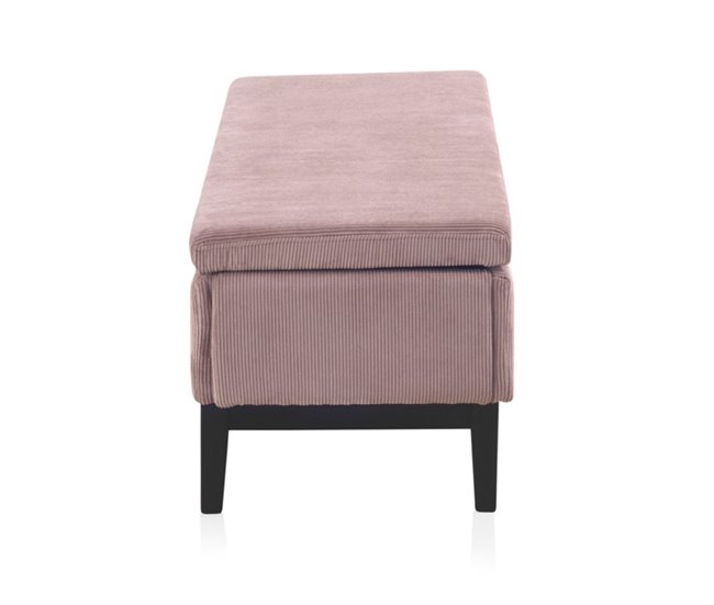 Conforama Taburete Tapizado Rosa Pastel Con Patas De Madera Negras