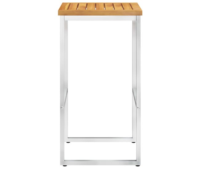 Conforama Taburetes De Bar 4 Unidades Madera Maciza Acacia Y Acero Inoxidable