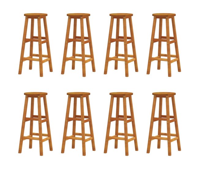 Conforama Taburetes de barra de cocina 8 unidades madera maciza acacia