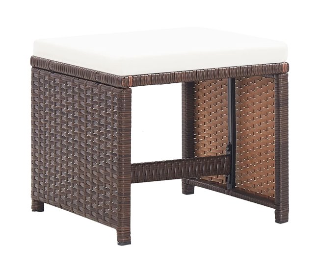 Conforama Taburetes De Jardin 2 Unidades Con Cojines Ratán Sintético Marrón