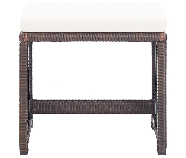 Conforama Taburetes De Jardin 2 Unidades Con Cojines Ratán Sintético Marrón