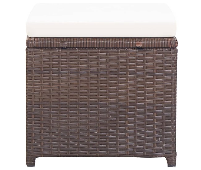 Conforama Taburetes De Jardin 2 Unidades Con Cojines Ratán Sintético Marrón