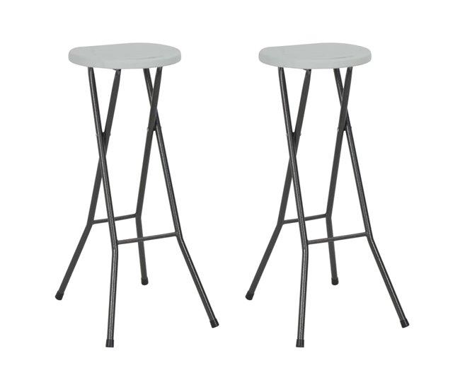 Conforama Taburetes de jardin plegables 2 unidades HDPE y acero blancas
