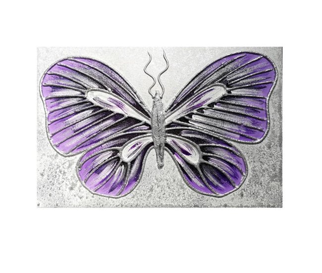 Conforama Tapa contador artesanal Mariposa Mariposa Lila - Plata 50 x 36 x 6 cm