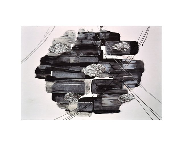 Conforama Tapa contador artesanal Tiras Tiras Blanco - Plata 50 x 36 x 6 cm