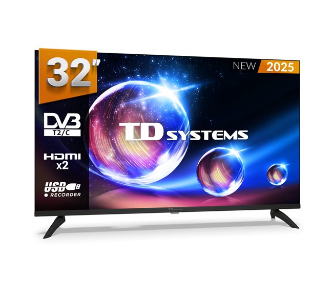 Conforama Televisor 32 Pulgadas HD USB Grabador reproductor Sintonizador digital DVB-T2/C - TD Systems PRIME32M20H