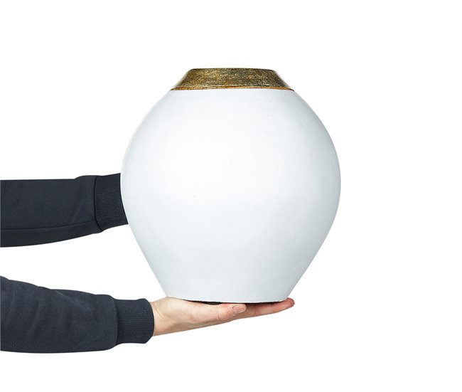 Conforama Terracota Jarrón Decorativo 33 Blanco Dorado LAURI