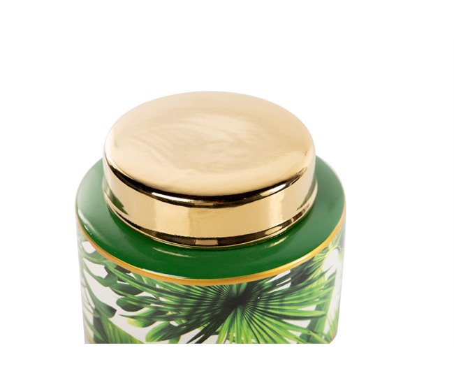 Conforama Tibor Ceramica Verde-oro-blanco 16x16x13 Cm