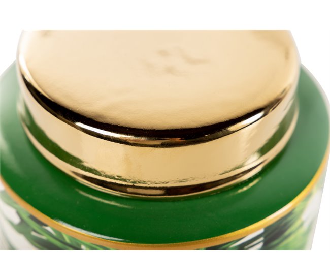 Conforama Tibor Ceramica Verde-oro-blanco 16x16x13 Cm