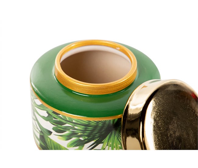 Conforama Tibor Ceramica Verde-oro-blanco 16x16x13 Cm