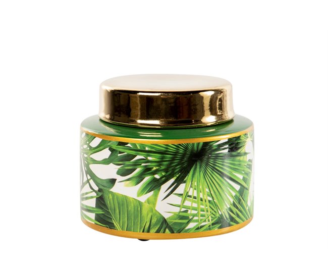 Conforama Tibor Ceramica Verde-oro-blanco 16x16x13 Cm