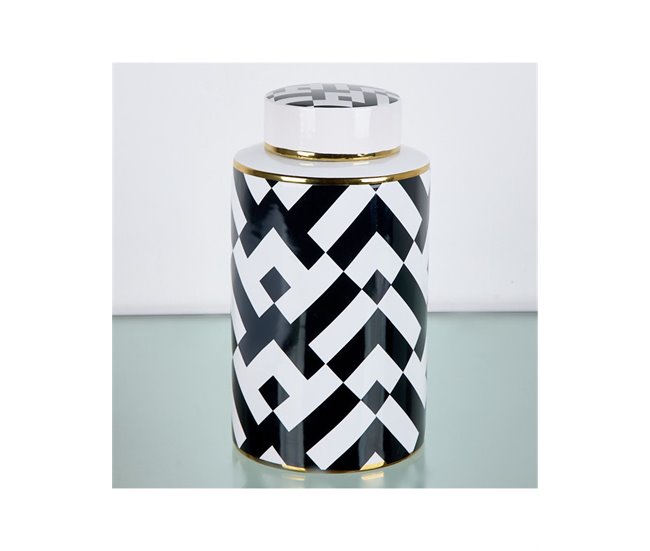 Conforama Tibor Presume De Casa Elayne 17*32*17 Blanco/negro/dorado Cerámica