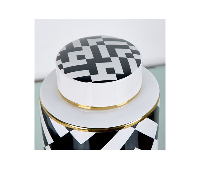 Conforama Tibor Presume De Casa Elayne 17*32*17 Blanco/negro/dorado Cerámica