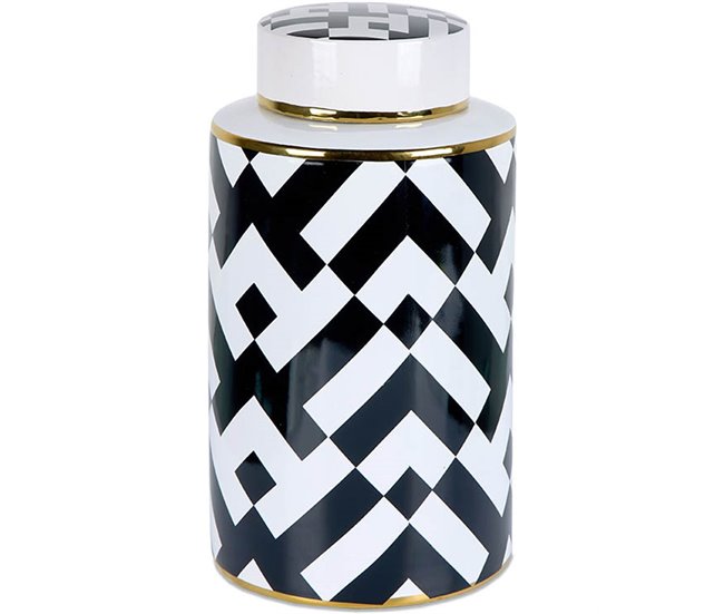 Conforama Tibor Presume De Casa Elayne 17*32*17 blanco/negro/dorado cerámica