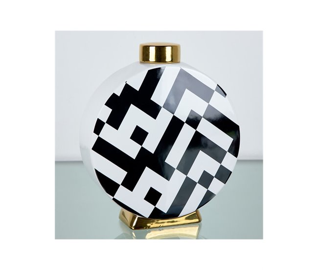 Conforama Tibor Presume De Casa Elayne 24*28*9 Blanco/negro/dorado Cerámica