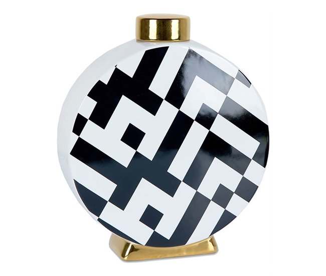 Conforama Tibor Presume De Casa Elayne 24*28*9 blanco/negro/dorado cerámica