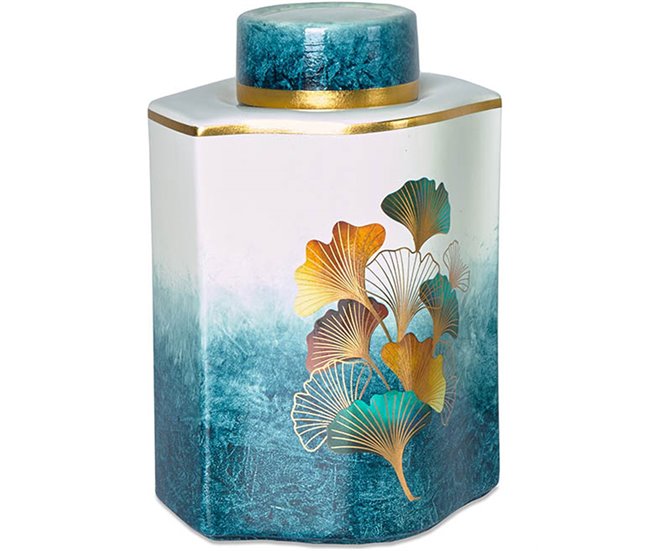 Conforama Tibor Presume De Casa Sylvie 18.5*25.5*16 azul/blanco/dorado cerámica