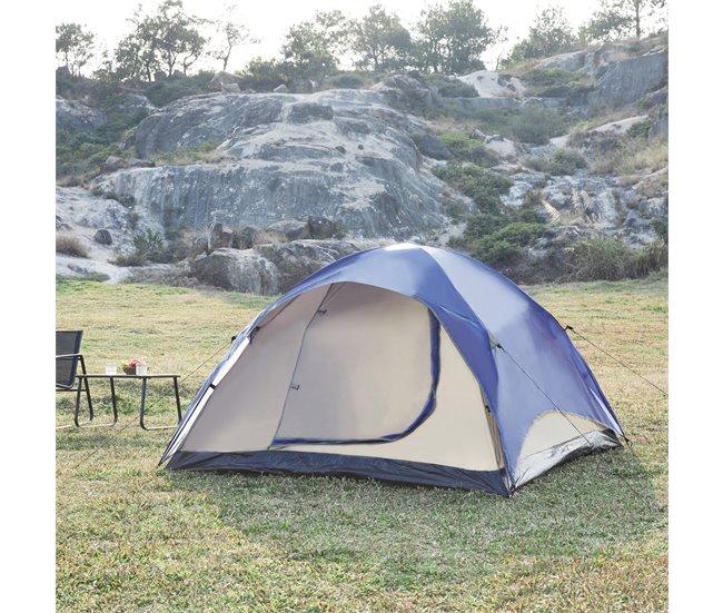 Conforama Tienda De Campaña Bergeijk Doble Techo Poliéster 213x213x130 Cm - Azul/Beige [pro.tec]