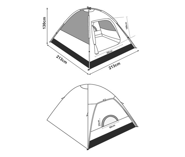Conforama Tienda De Campaña Bergeijk Doble Techo Poliéster 213x213x130 Cm - Azul/Beige [pro.tec]