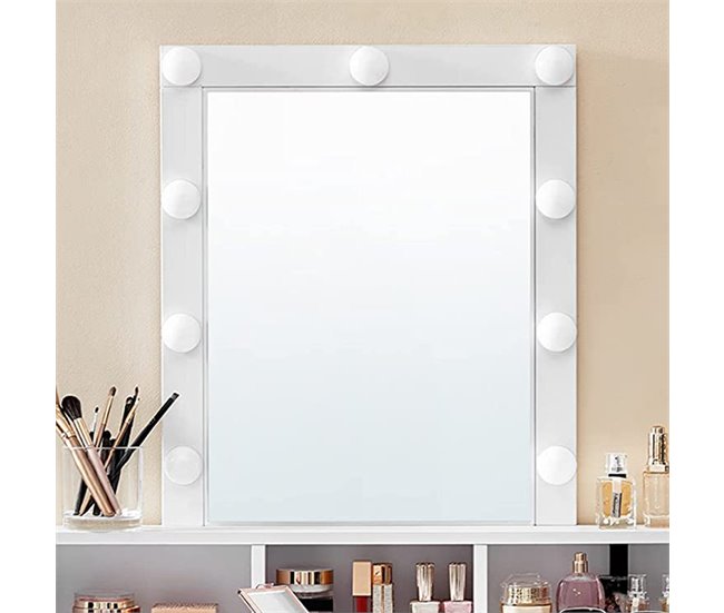 Conforama Tocador Blanco Con Espejo De Bombillas Y 2 Cajones - L80 X H145 Cm