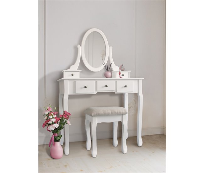 Conforama Tocador Con 5 Cajones Espejo Y Banco HANNAH