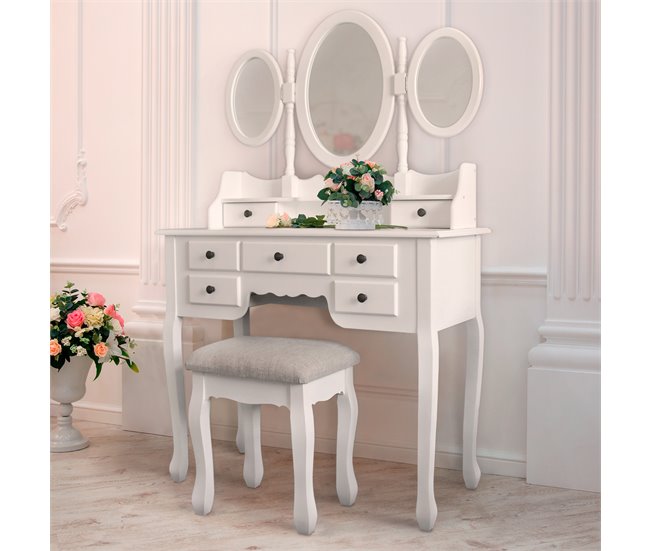 Conforama Tocador Con 7 Cajones 3 Espejos Y Banco NATALIE