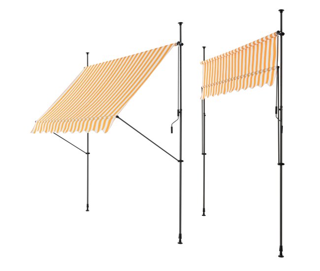 Conforama Toldo articulado barras telescópicas 400 x 120 x 220-309 cm Amarillo y Blanco [pro.tec]