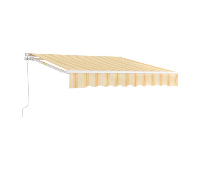 Conforama Toldo Articulado Bitonto Retráctil Manual 250 x 200 cm Amarillo y Blanco [en.casa]