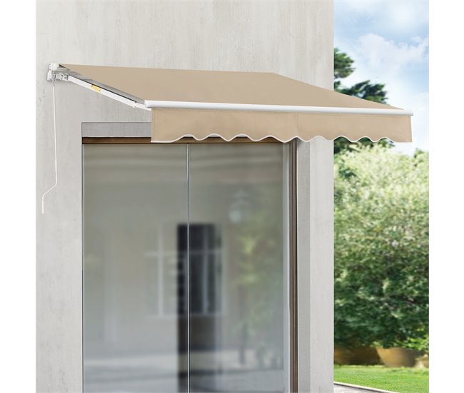 Conforama Toldo Articulado Bitonto Retráctil Manual 300 X 250 Cm Beige [en.casa]