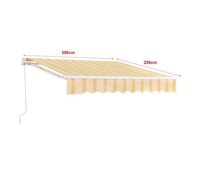 Conforama Toldo Articulado Bitonto Retráctil Manual 350 X 250 Cm Amarillo Y Blanco [en.casa]