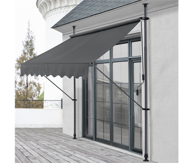 Conforama Toldo Articulado Con Armazón Enrollable - Gris - 198 X 120 X 200-298 Cm [pro.tec]