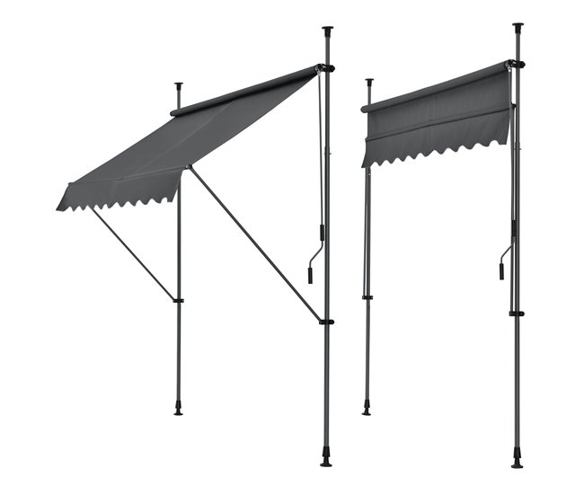 Conforama Toldo articulado con armazón enrollable - Gris - 198 x 120 x 200-298 cm [pro.tec]