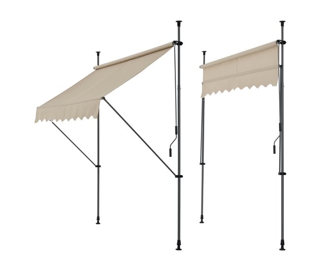 Conforama Toldo articulado con armazón Stem enrollable acero/poliéster 300 x 120 x 220-309 cm color arena [pro.tec]