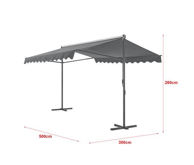 Conforama Toldo De Pie Selenizza Impermeable Manivela Manual 500 X 300 X 260 Cm Gris Oscuro [pro.tec]