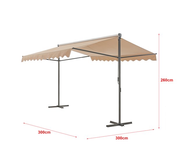 Conforama Toldo De Pie Selenizza Impermeable Manivela Manual 300 X 300 X 260 Cm Color Arena [pro.tec]