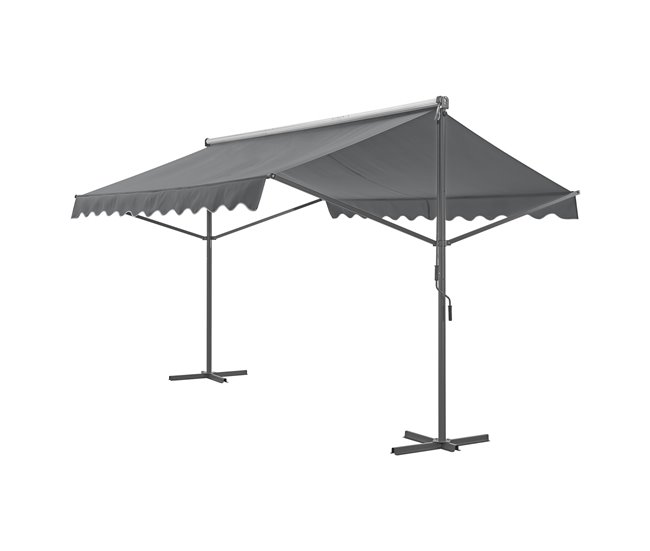 Conforama Toldo de pie Selenizza impermeable manivela manual 600 x 300 x 260 cm gris oscuro [pro.tec]