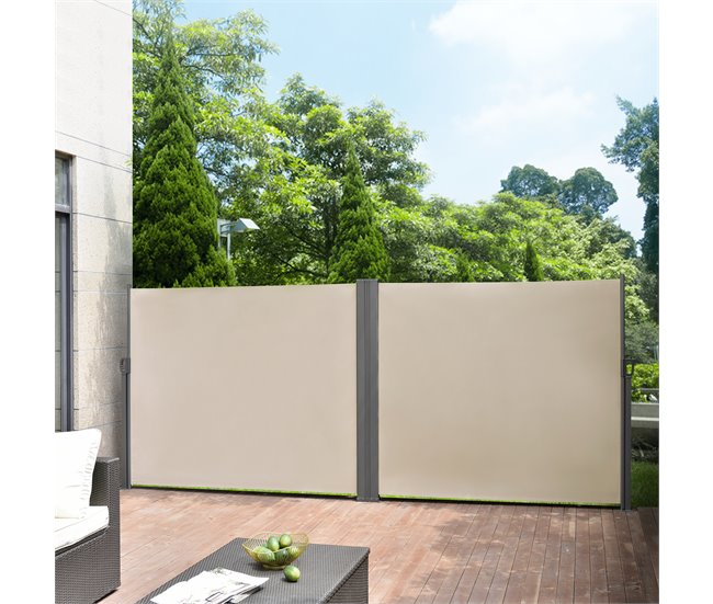 Conforama Toldo Lateral Doble Alcazaba - Exterior - Acero Y Poliéster - Color Arena - 160 X (2x 300) Cm [pro.tec]
