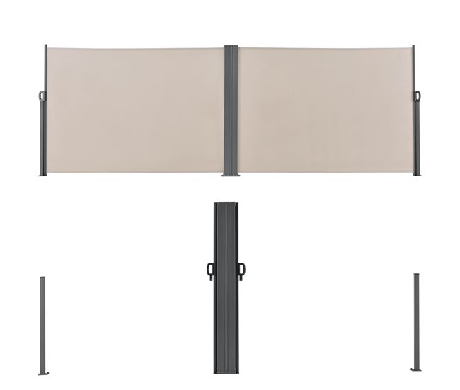 Conforama Toldo Lateral Doble Alcazaba - Exterior - Acero Y Poliéster - Color Arena - 160 X (2x 300) Cm [pro.tec]