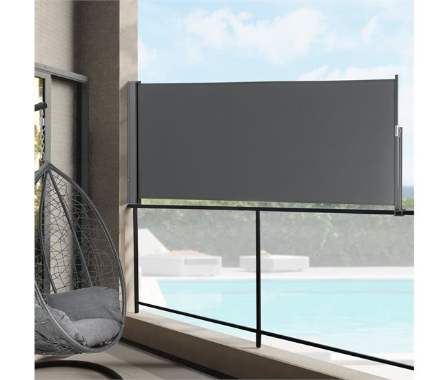 Conforama Toldo Lateral - Exterior - Contra Viento Sol Y Visión - Marquesina Protectora - Gris - 100 X 300cm