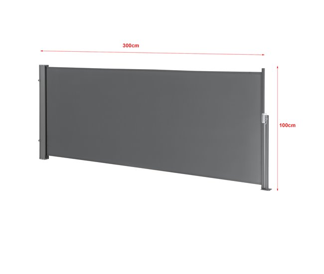 Conforama Toldo Lateral - Exterior - Contra Viento Sol Y Visión - Marquesina Protectora - Gris - 100 X 300cm