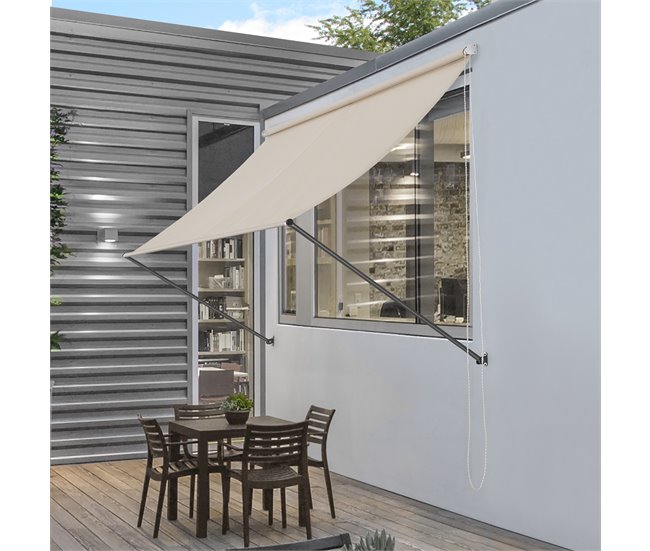 Conforama Toldo Malaga Exterior Terraza Extensible Acero 350 X 120 Cm - Beige [pro.tec]