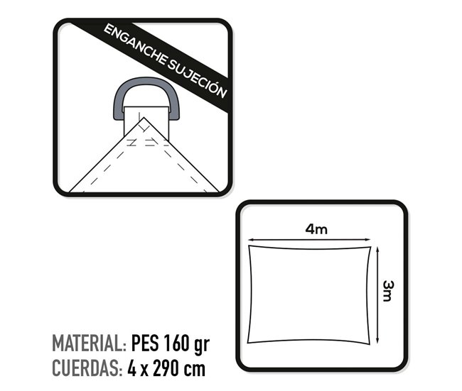 Conforama Toldo Poliéster Rectangular Aktive Garden Color Blanco