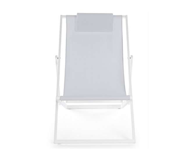 Conforama Tumbona Con Cojín De Aluminio Y Textileno Blanco