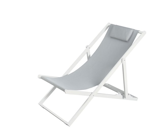 Conforama Tumbona con cojín de aluminio y textileno blanco