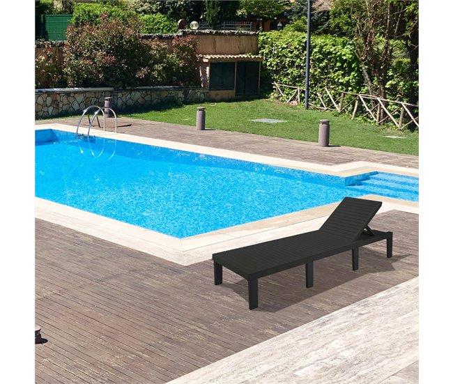 Conforama Tumbona Dazzol Tumbona De Jardín Ajustable Tumbona De Exterior 100% Made In Italy 195x65h78 Cm Antracita