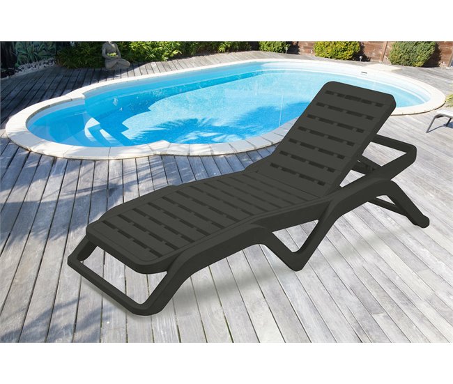 Conforama Tumbona Dcoppol Tumbona De Jardín Ajustable Tumbona De Exterior 100% Made In Italy 192x72h100 Cm Antracita