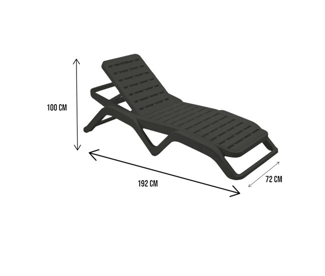 Conforama Tumbona Dcoppol Tumbona De Jardín Ajustable Tumbona De Exterior 100% Made In Italy 192x72h100 Cm Antracita