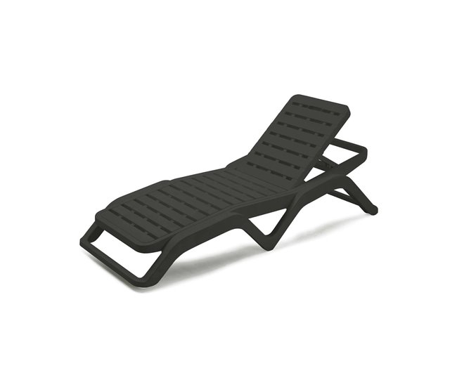 Conforama Tumbona Dcoppol Tumbona de jardín ajustable Tumbona de exterior 100% Made in Italy 192x72h100 cm Antracita