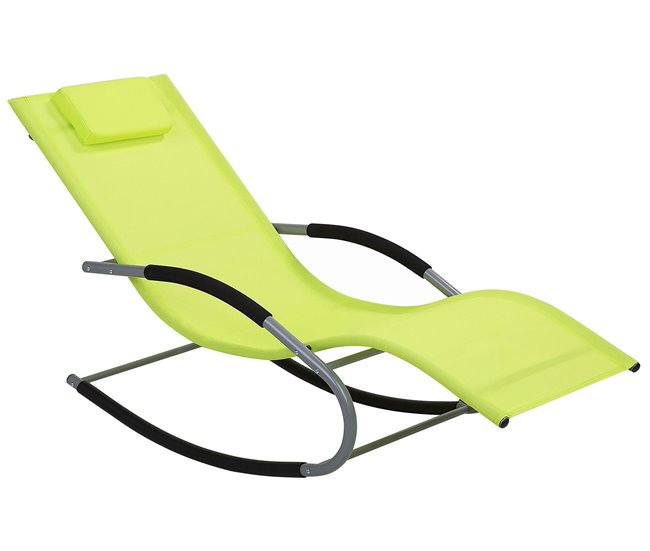 Conforama Tumbona de jardín mecedora verde lima CARANO